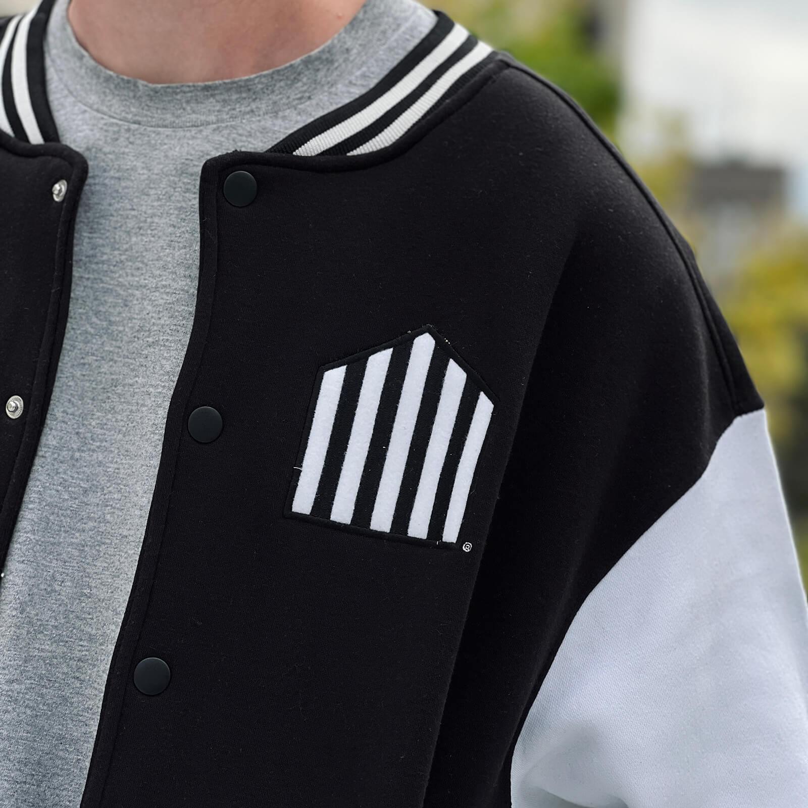Baseball jacket black and white clearance